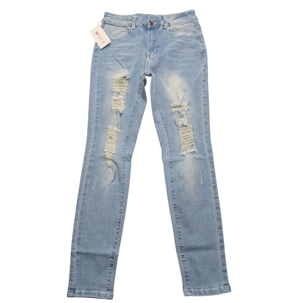 NWT Roswear Distressed Skinny Jeans Womens S US 4-6 Light Wash Blue Ripped Denim